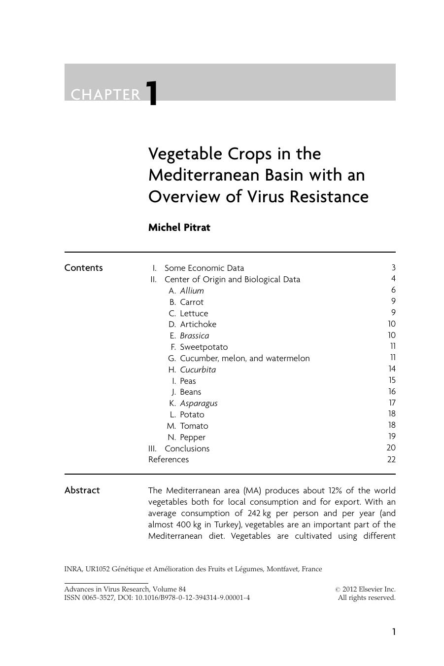 Vegetable Crops in the Mediterranean Basin with an Overview of Virus Resistance by Michel Pitrat