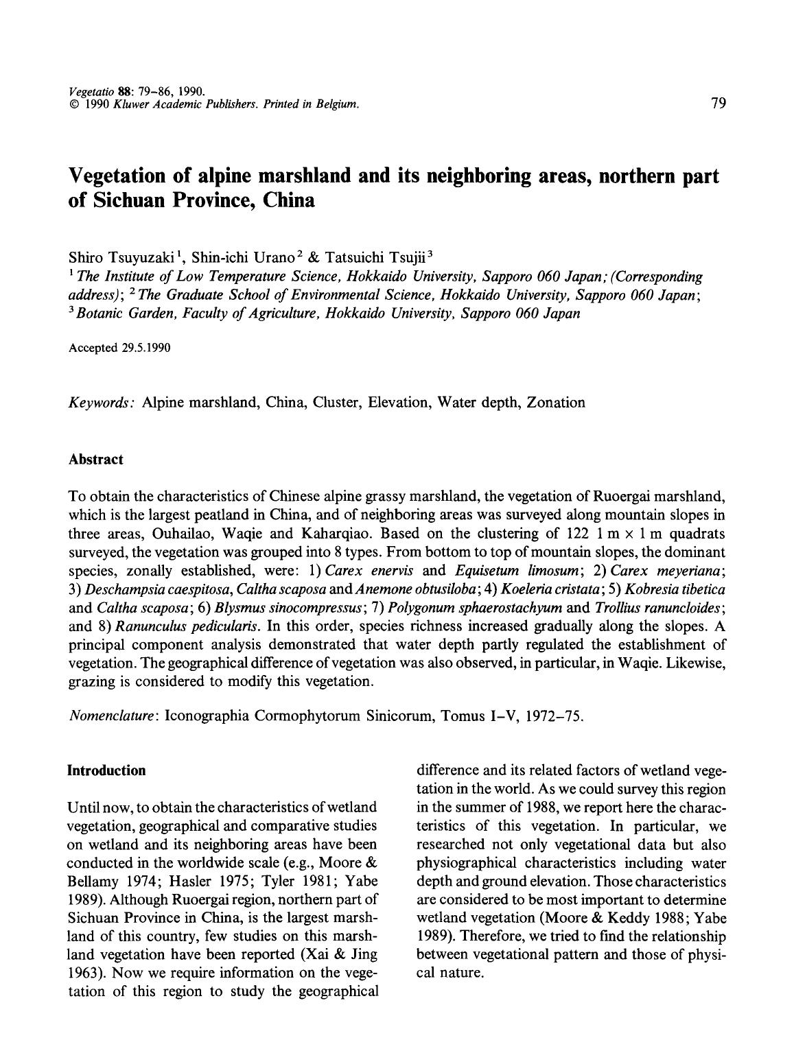 Vegetation of alpine marshland and its neighboring areas, northern part of Sichuan Province, China by Unknown