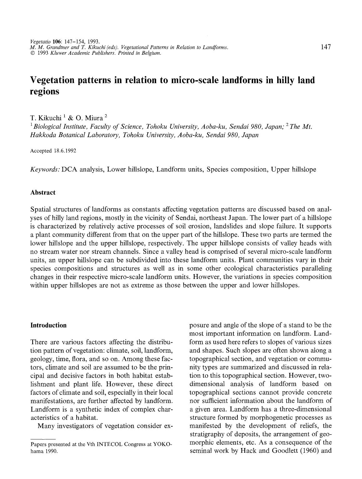 Vegetation patterns in relation to micro-scale landforms in hilly land regions by Unknown