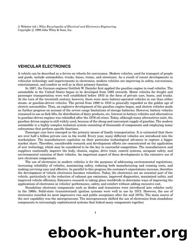 Vehicular Electronics". In: Wiley Encyclopedia of Electrical and Electronics Engineering by Unknown