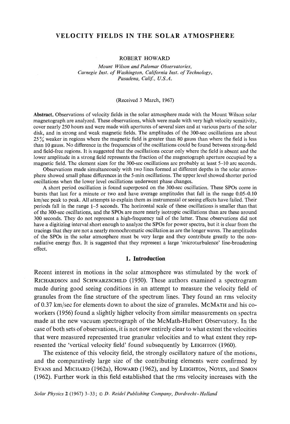 Velocity fields in the solar atmosphere by Unknown