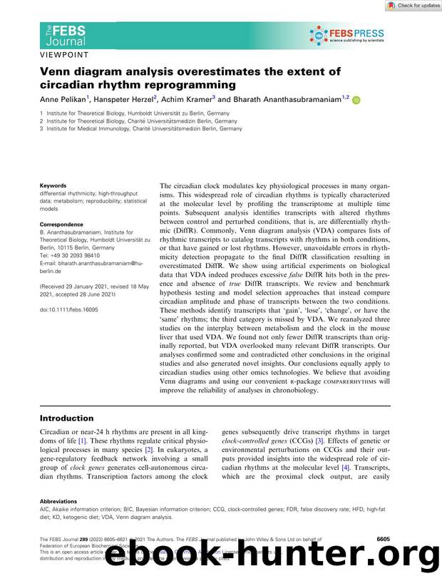 Venn diagram analysis overestimates the extent of circadian rhythm reprogramming by Unknown