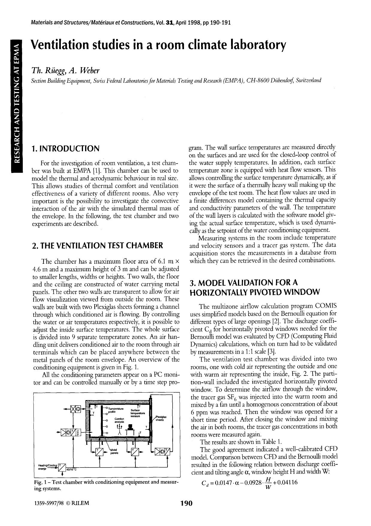 Ventilation studies in a room climate laboratory by Unknown