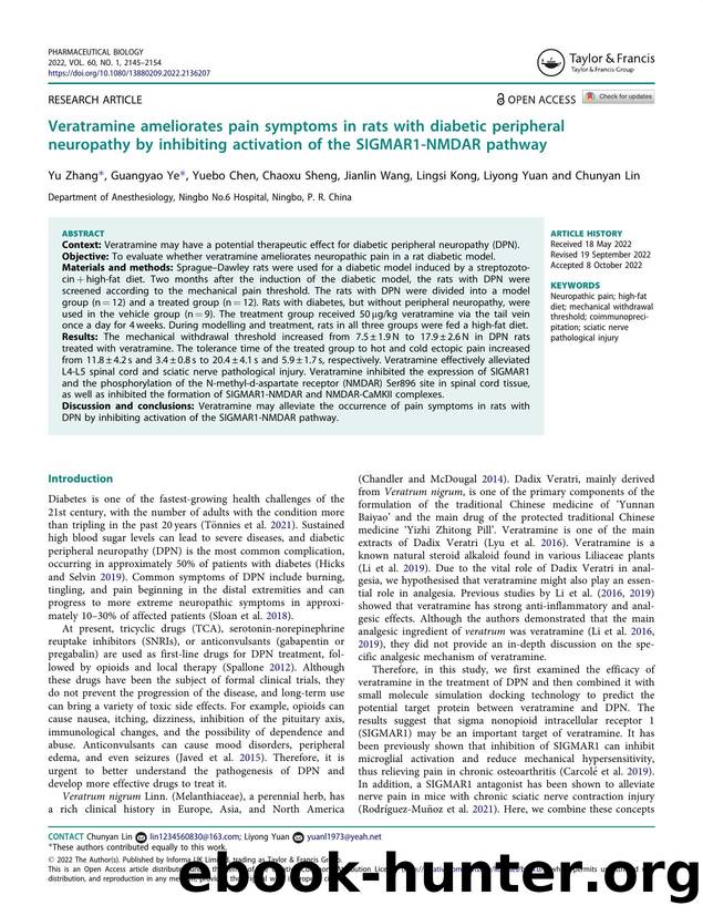Veratramine ameliorates pain symptoms in rats with diabetic peripheral neuropathy by inhibiting activation of the SIGMAR1-NMDAR pathway by unknow