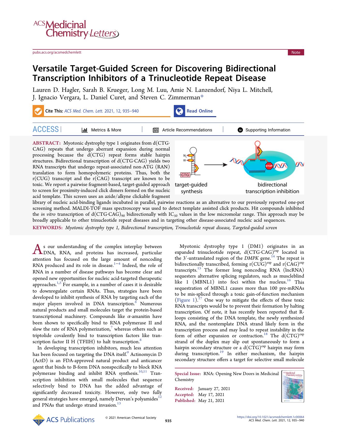 Versatile Target-Guided Screen for Discovering Bidirectional Transcription Inhibitors of a Trinucleotide Repeat Disease by unknow