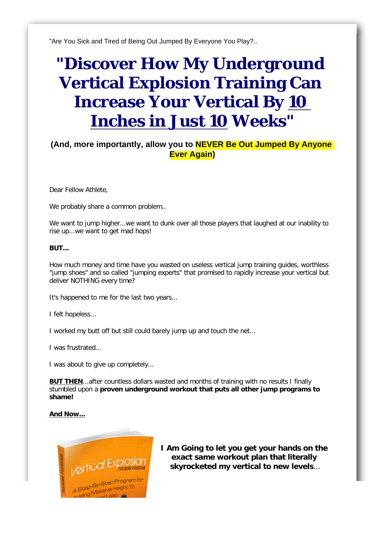 Vertical Explosion Training Program. by Best of Kuszter's Collection