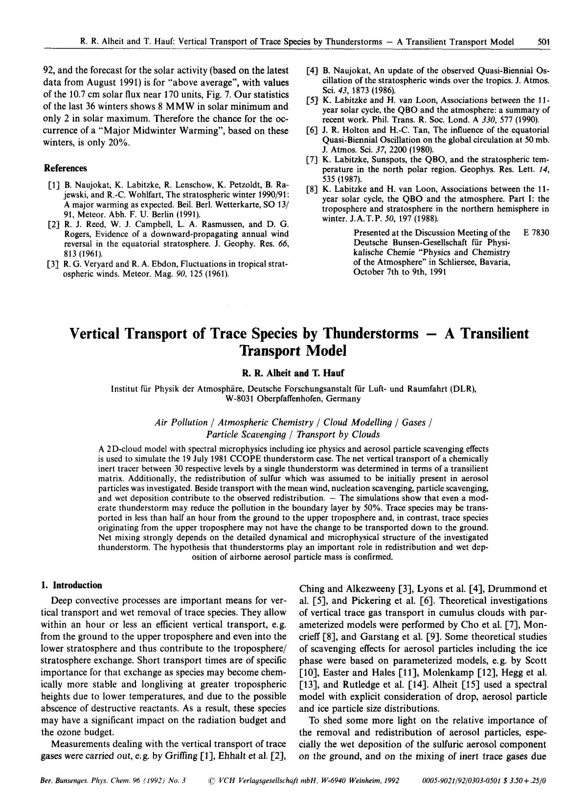Vertical Transport of Trace Species by Thunderstorms - A Transilient Transport Model by Unknown