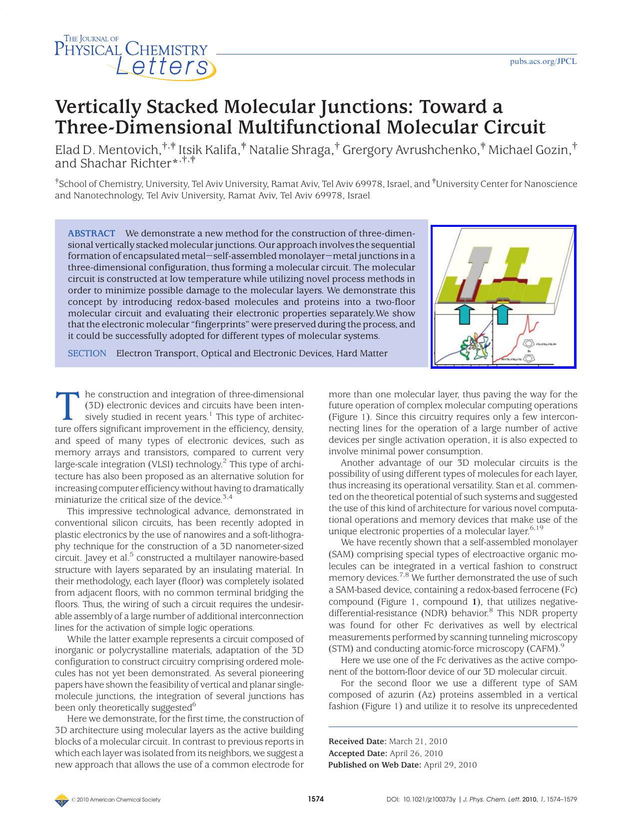 Vertically Stacked Molecular Junctions: Toward a Three-Dimensional Multifunctional Molecular Circuit by Unknown
