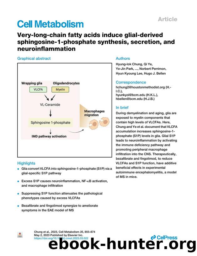 Very-long-chain fatty acids induce glial-derived sphingosine-1-phosphate synthesis, secretion, and neuroinflammation by unknow