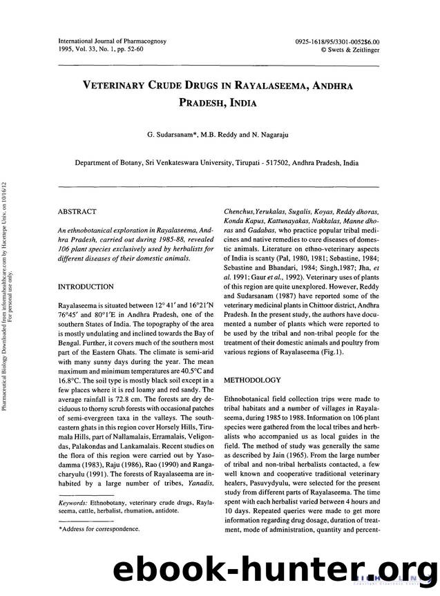 Veterinary Crude Drugs in Rayalaseema, Andhra Pradesh, India by G. Sudarsanam M. B. Reddy N. Nagaraju Ahmad Alkofahi & Suleiman Al-Khalil