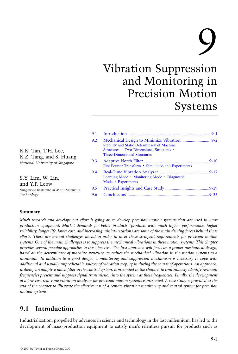 Vibration Monitoring, Testing, and Instrumentation by K.K. Tan T.H. Lee K.Z. Tang S. Huang S.Y. Lim W. Lin & Y.P. Leow