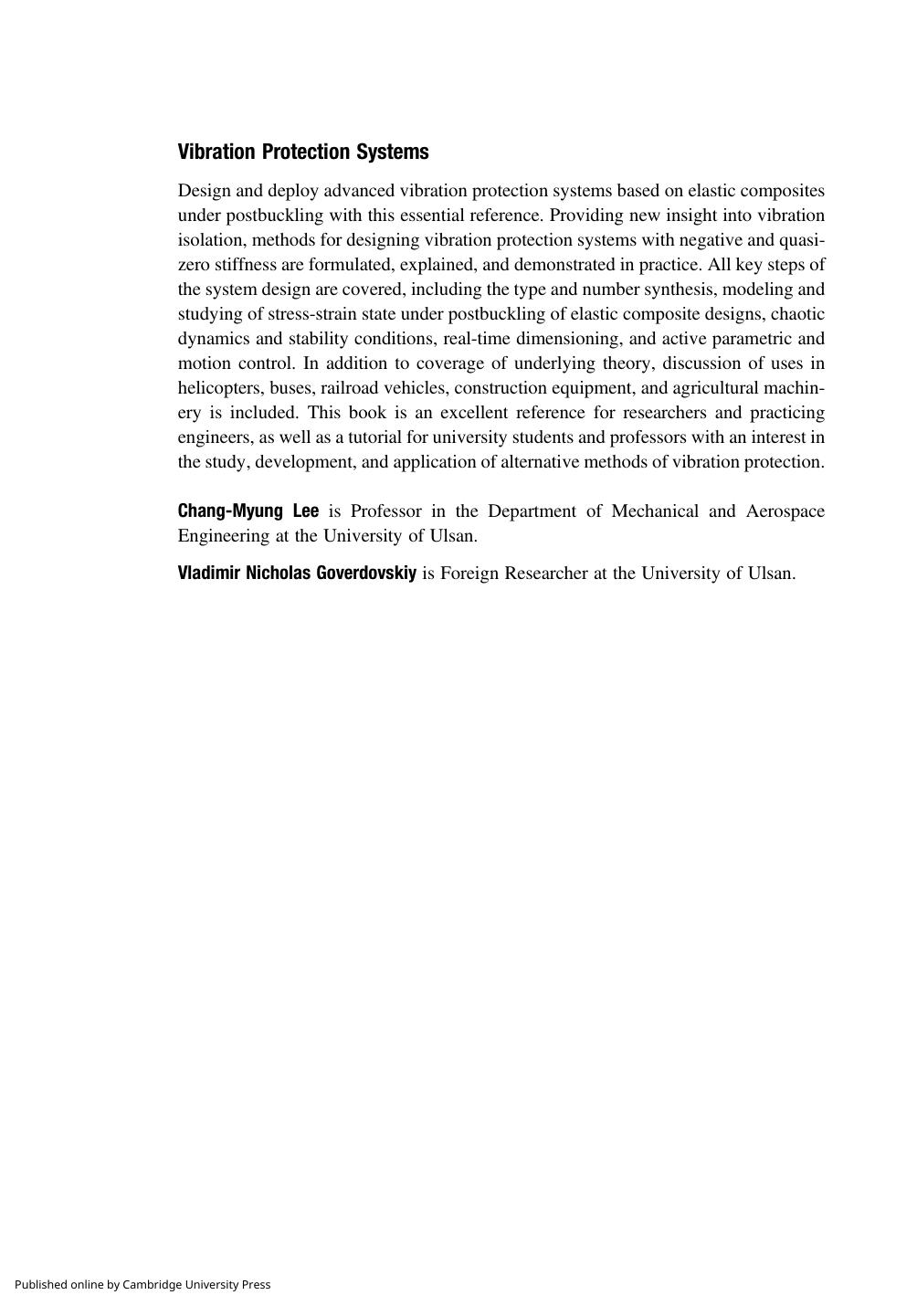 Vibration Protection Systems: Negative and Quasi-Zero Stiffness by Chang-Myung Lee Vladimir Nicholas Goverdovskiy