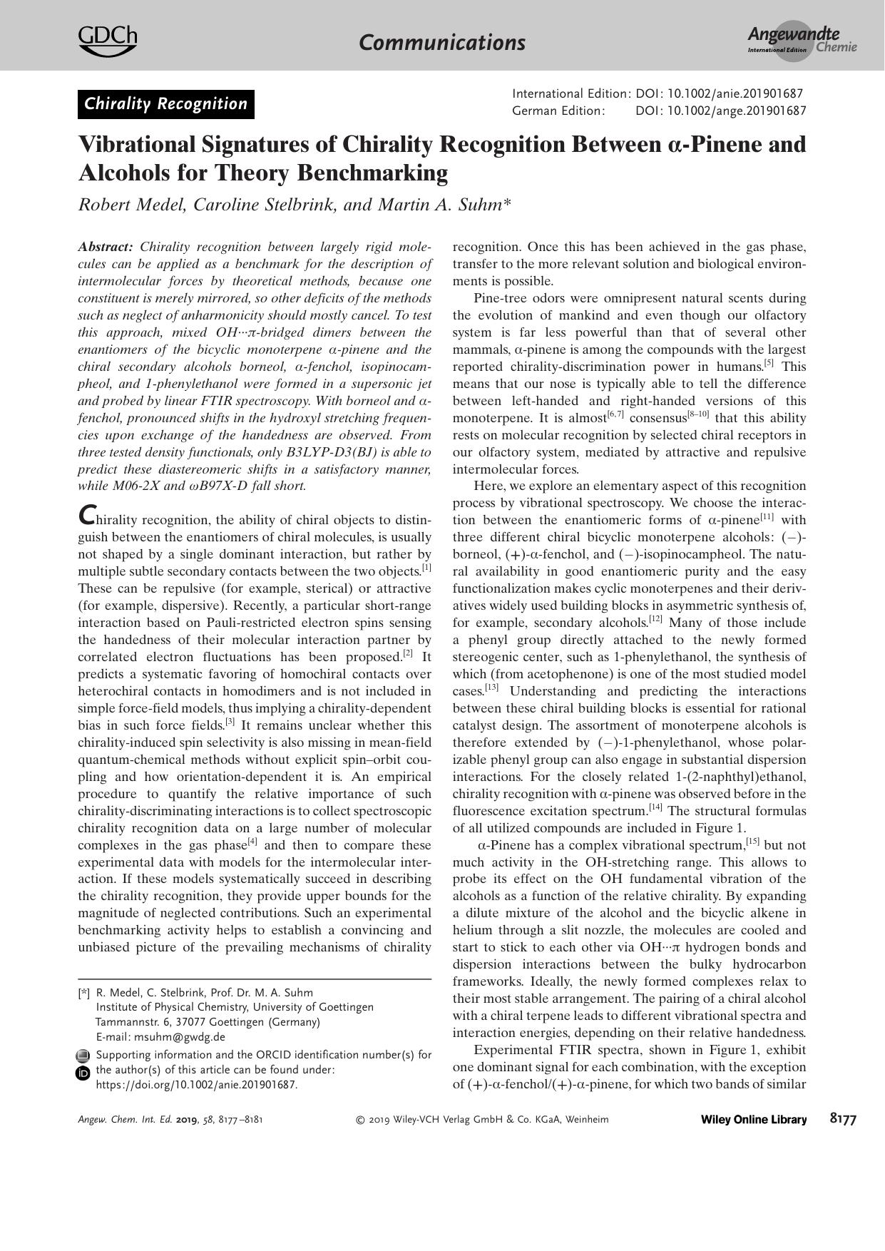 Vibrational Signatures of Chirality Recognition Between Î±âPinene and Alcohols for Theory Benchmarking by Unknown