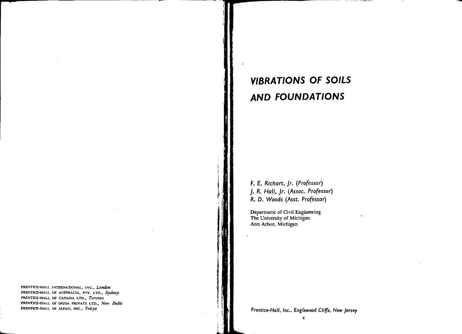 Vibrations of Soils and Foundations (Civil Engineering) by F. E. Jr. Richart