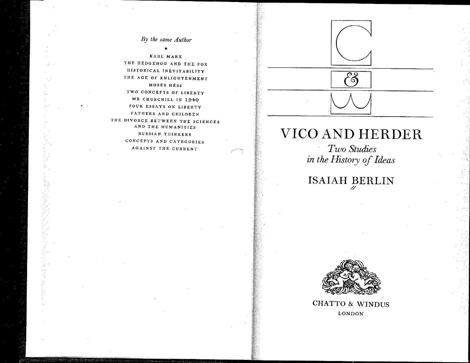 Vico and Herder: Two Studies in the History of Ideas by Isaiah Berlin