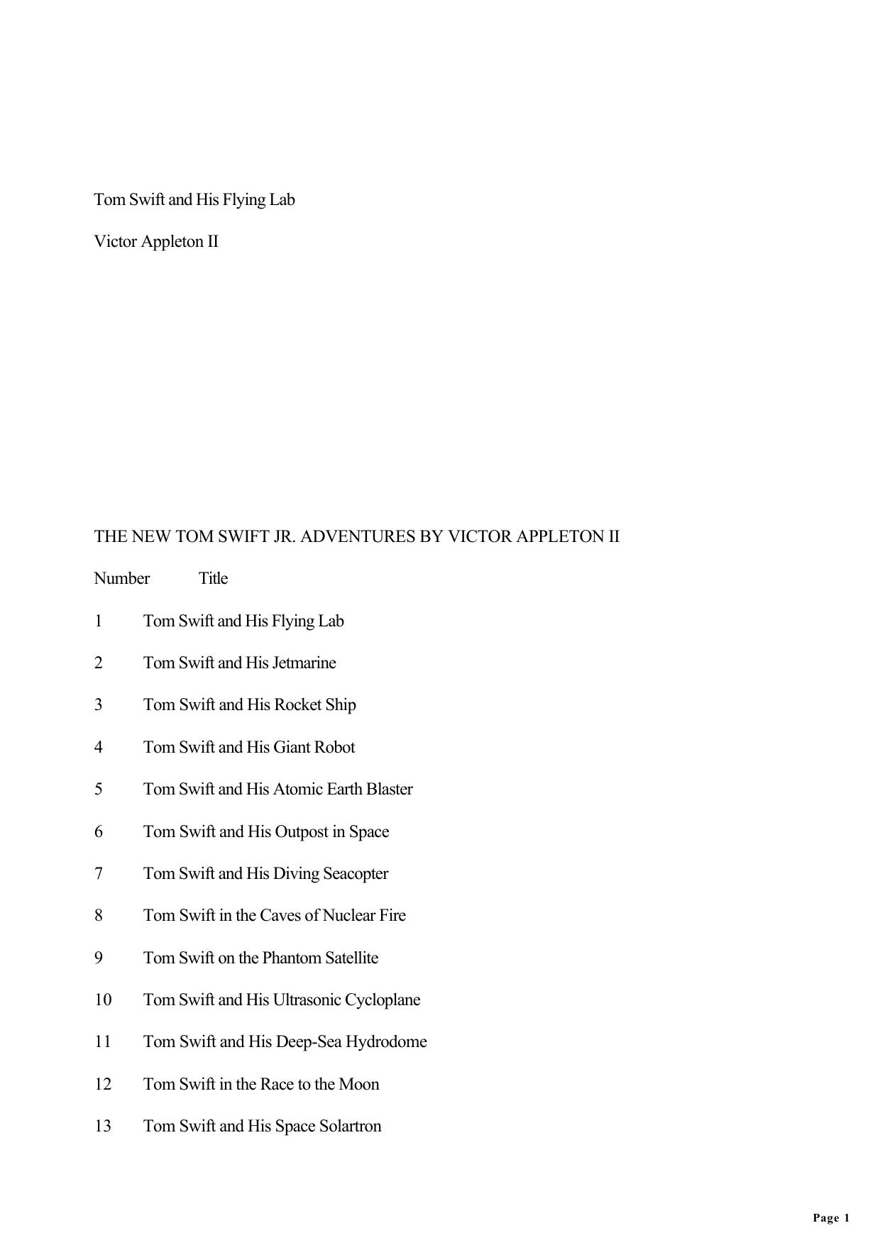 Victor Appleton - Tom Swift Jr 01 by And His Flying Lab