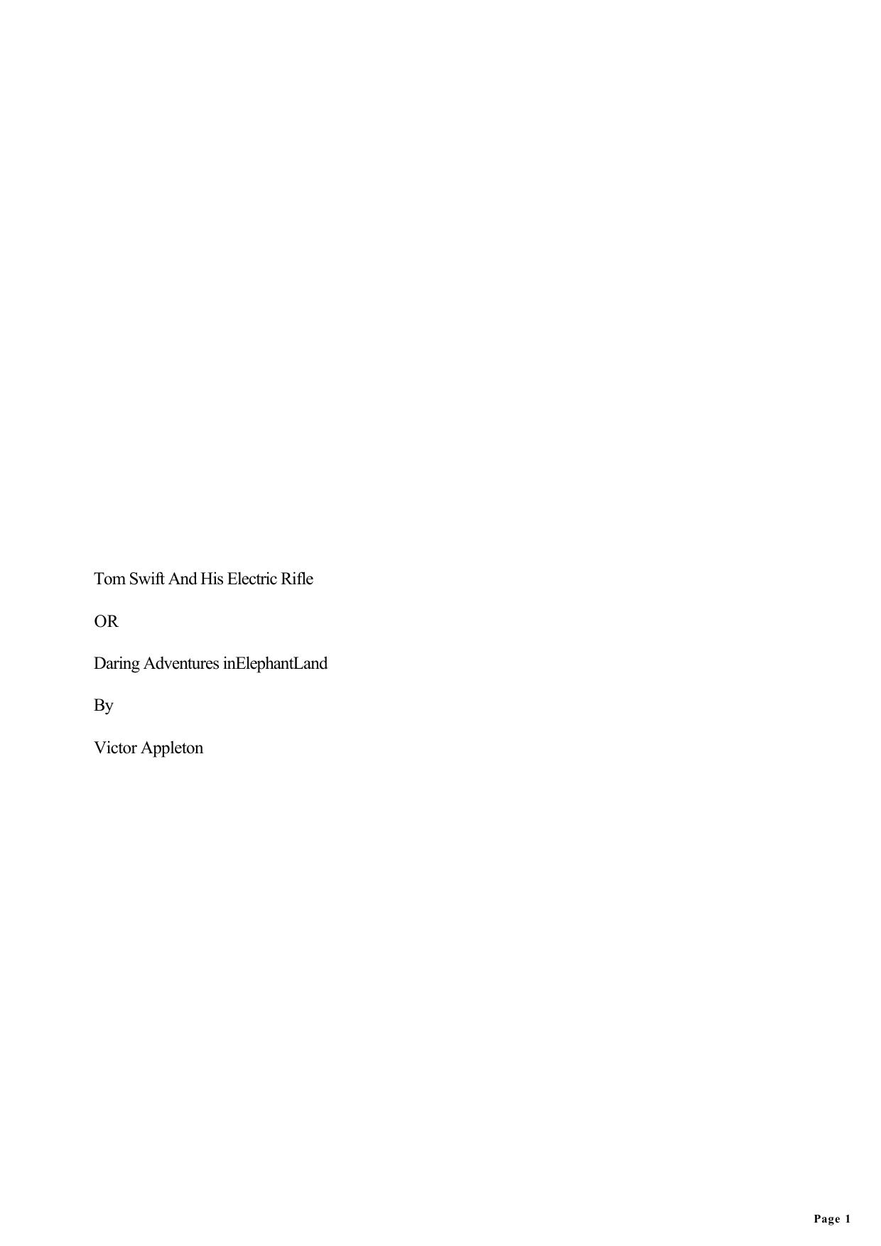 Victor Appleton by Tom Swift & His Electric Rifle