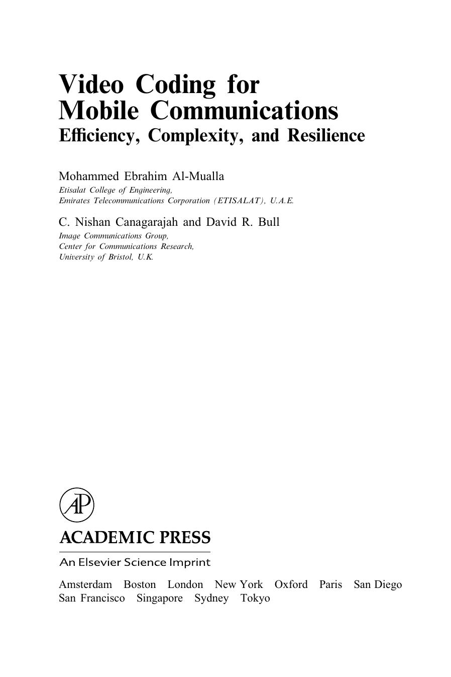 Video Coding for Mobile Communications by Unknown