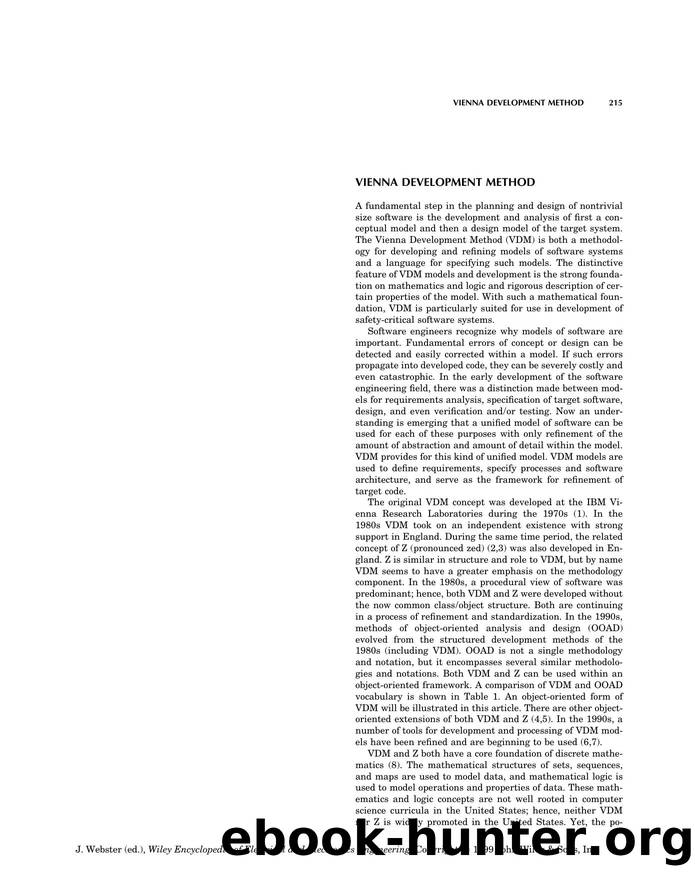 Vienna Development Method". In: Wiley Encyclopedia of Electrical and Electronics Engineering by Unknown