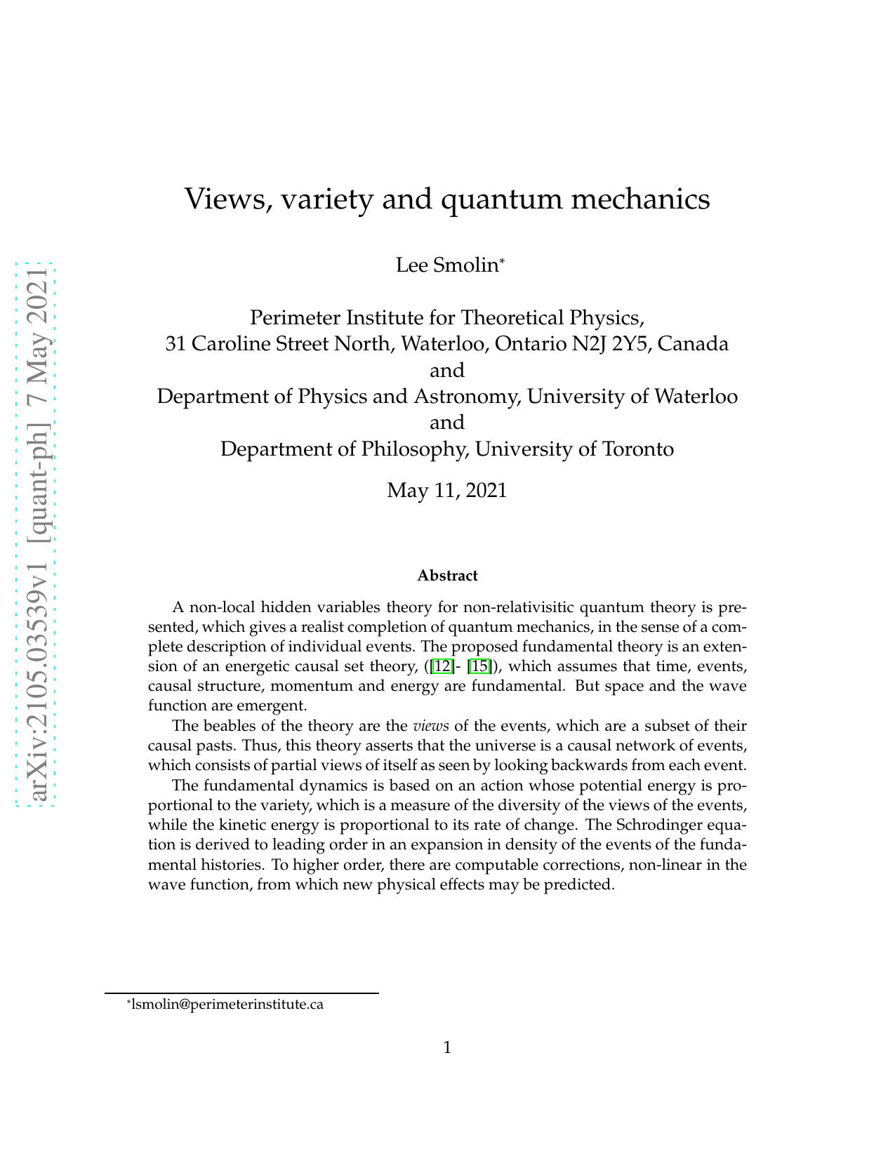 Views, variety and quantum mechanics (2021) by Unknown
