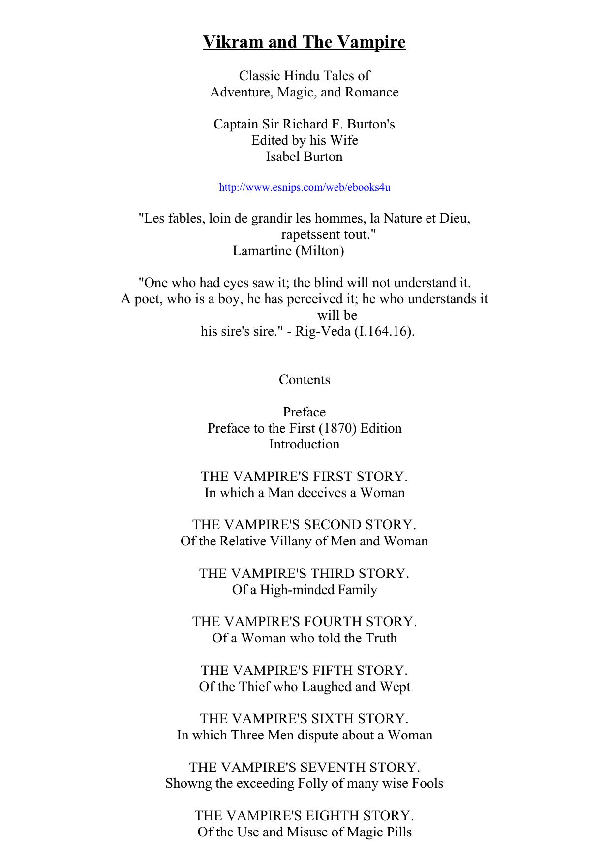 Vikram And The Vampire by Sir Richard F. Burton