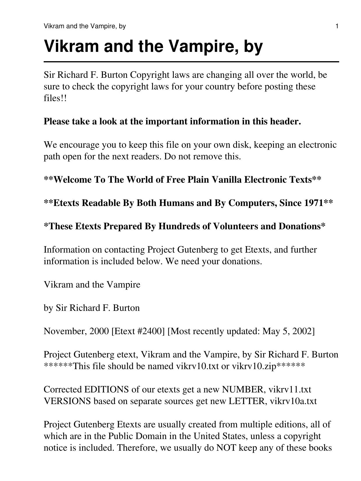 Vikram and the Vampire, by by Unknown