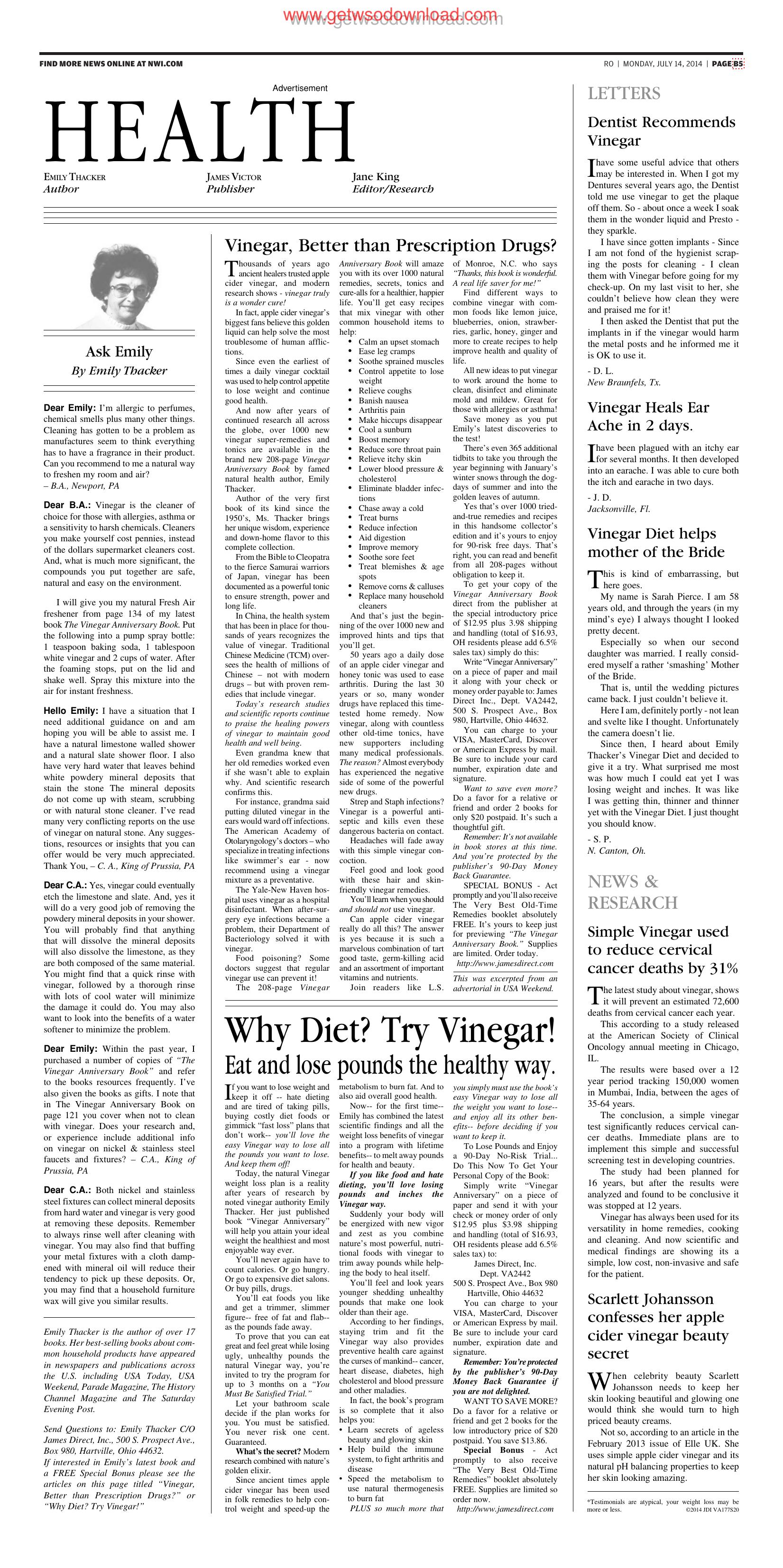 Vinegar Better than Prescription Drugs Advertorial by Unknown