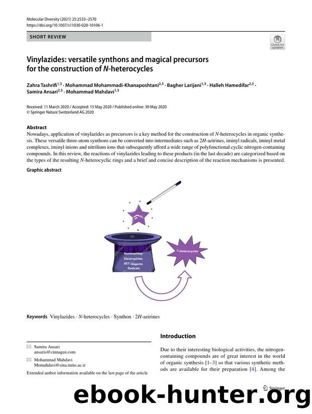 Vinylazides: versatile synthons and magical precursors for the construction of N-heterocycles by unknow