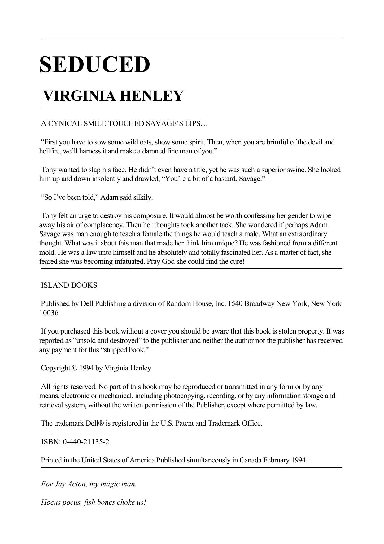 Virginia Henley by Seduced