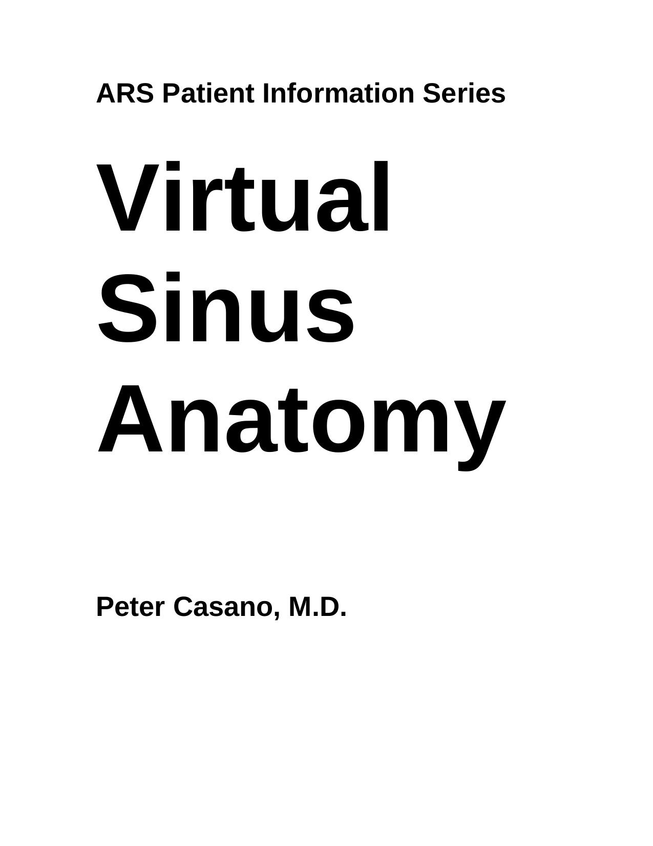 Virtual Sinus Anatomy by Peter Casano
