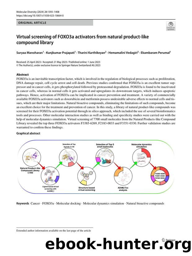 Virtual screening of FOXO3a activators from natural product-like compound library by unknow