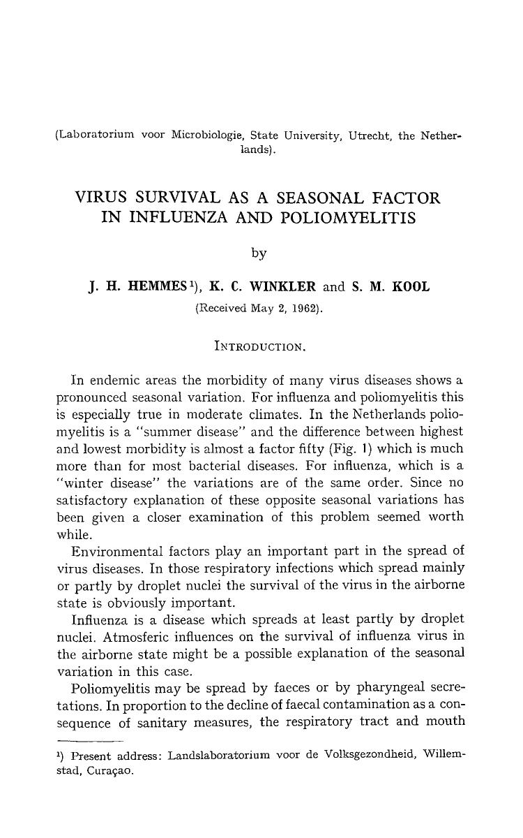 Virus survival as a seasonal factor in influenza and poliomyelitis by Unknown