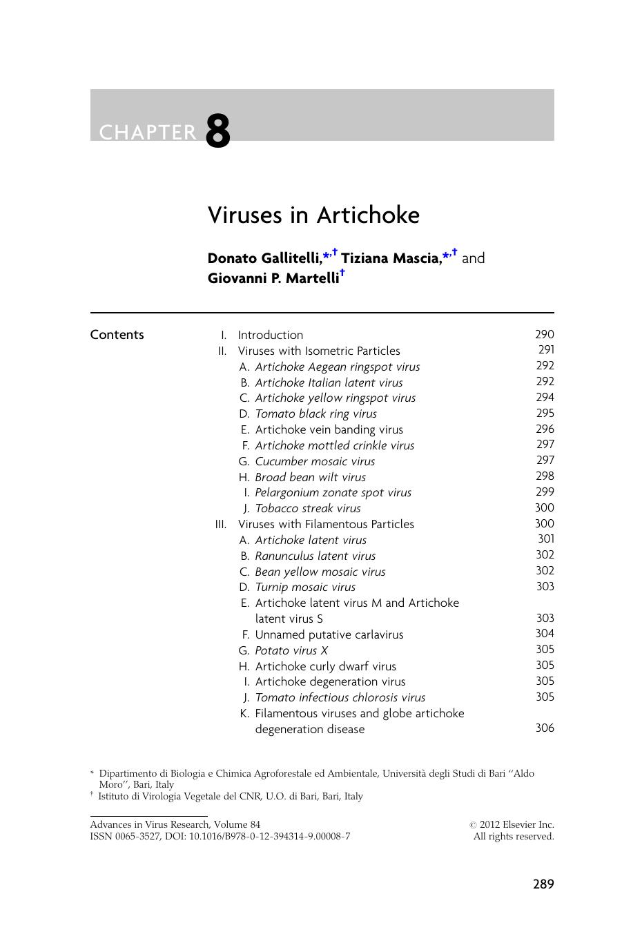 Viruses in Artichoke by Donato Gallitelli & Tiziana Mascia & Giovanni P. Martelli