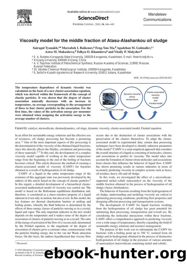 Viscosity model for the middle fraction of Atasu-Alashankou oil sludge by unknow