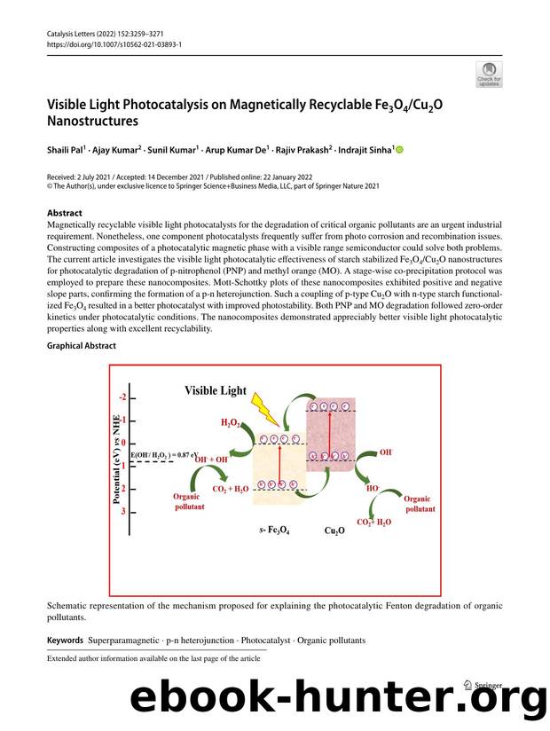 Visible Light Photocatalysis on Magnetically Recyclable Fe3O4Cu2O Nanostructures by Shaili Pal & Ajay Kumar & Sunil Kumar & Arup Kumar De & Rajiv Prakash & Indrajit Sinha