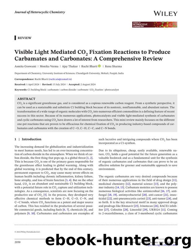 Visible light mediated CO2 fixation reactions to produce carbamates and carbonates: A Comprehensive Review by Unknown