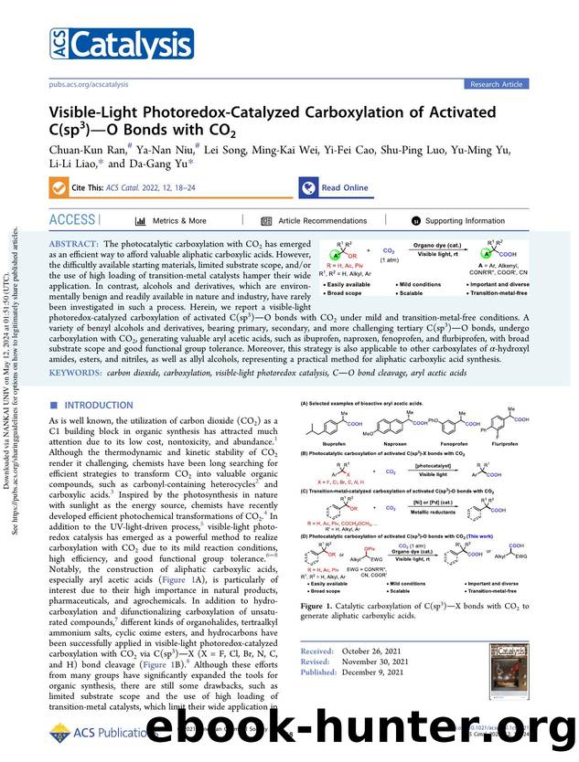 Visible-Light Photoredox-Catalyzed Carboxylation of Activated C(sp3)âO Bonds with CO2 by unknow
