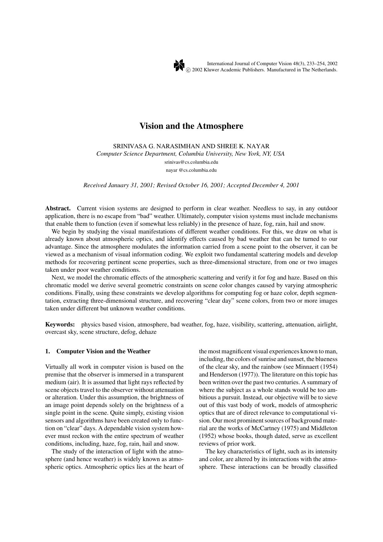 Vision and the Atmosphere by Vision & the Atmosphere