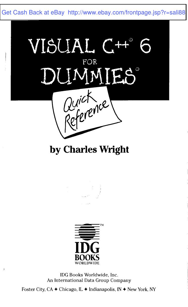 Visual C++ 6 for Dummies Quick Reference by Unknown