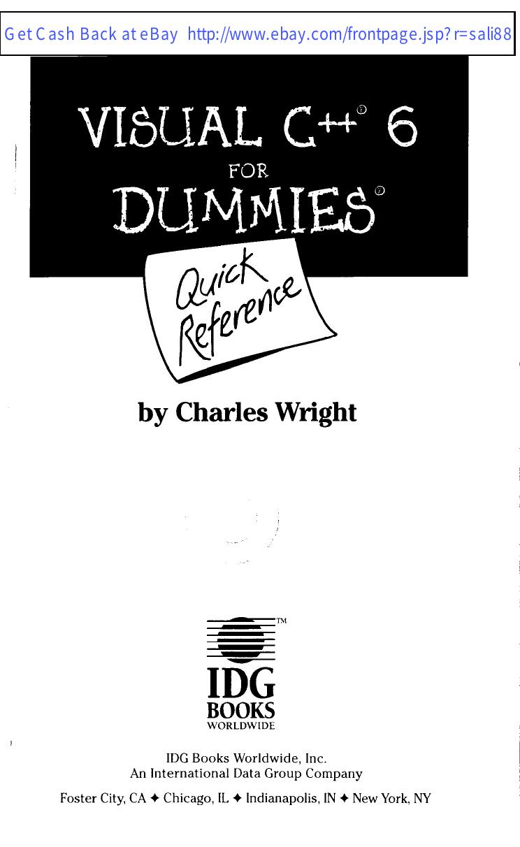 Visual C++ 6 for Dummies Quick Reference by unknow