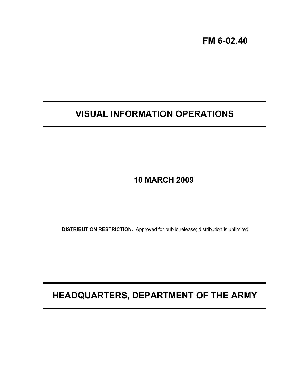 Visual Information Operations by FM 6-02.40