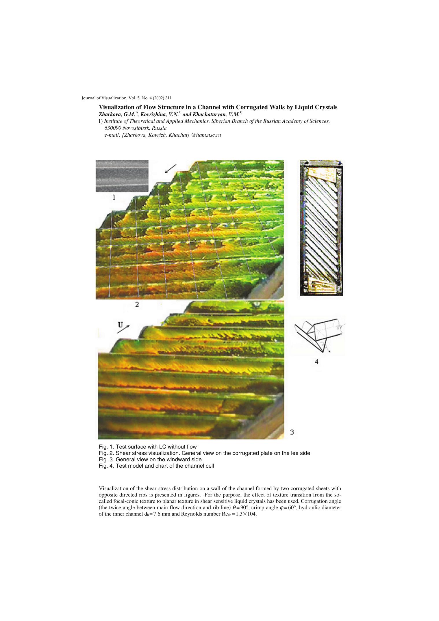 Visualization of flow structure in a channel with corrugated walls by Liquid Crystals by Unknown