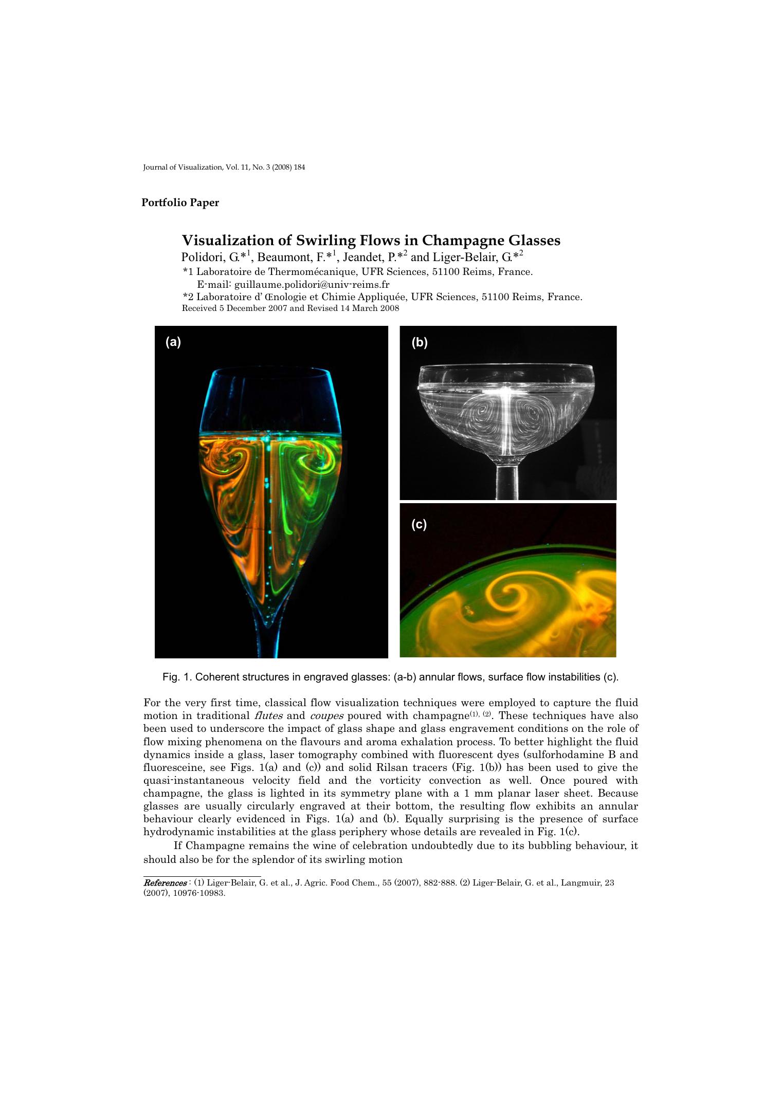 Visualization of swirling flows in champagne glasses by Unknown