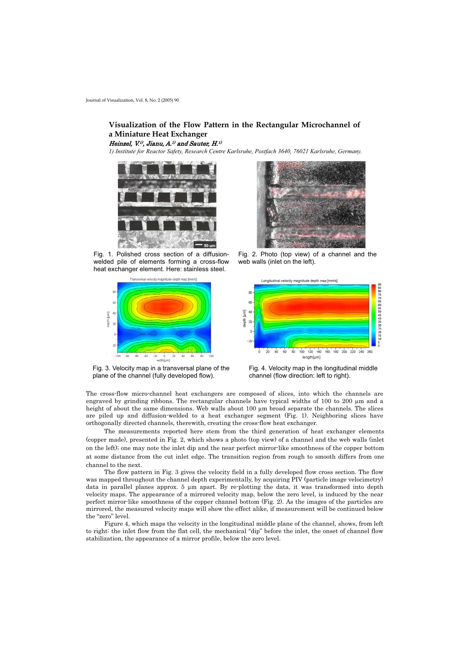Visualization of the flow pattern in the rectangular microchannel of a miniature heat exchanger by Unknown