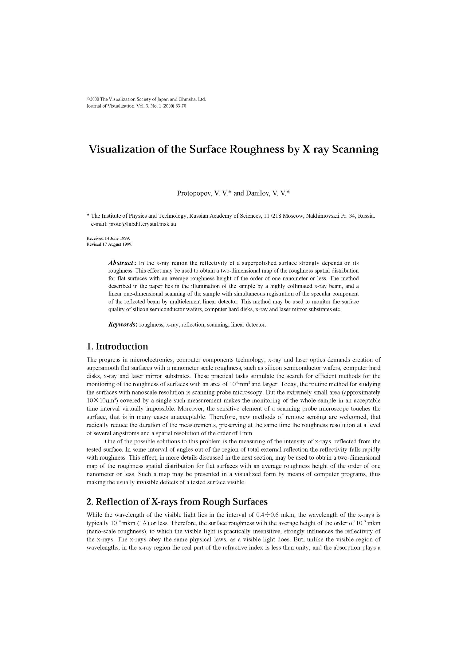 Visualization of the surface roughness by x-ray scanning by Unknown