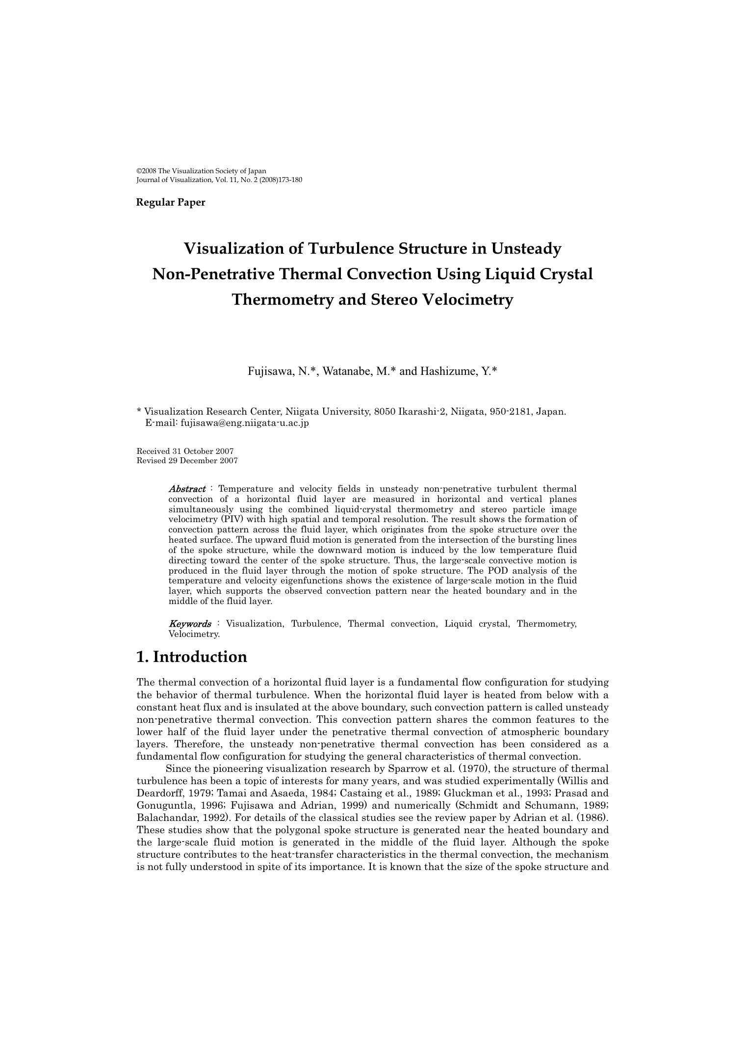 Visualization of turbulence structure in unsteady non-penetrative thermal convection using liquid crystal thermometry and stereo velocimetry by Unknown