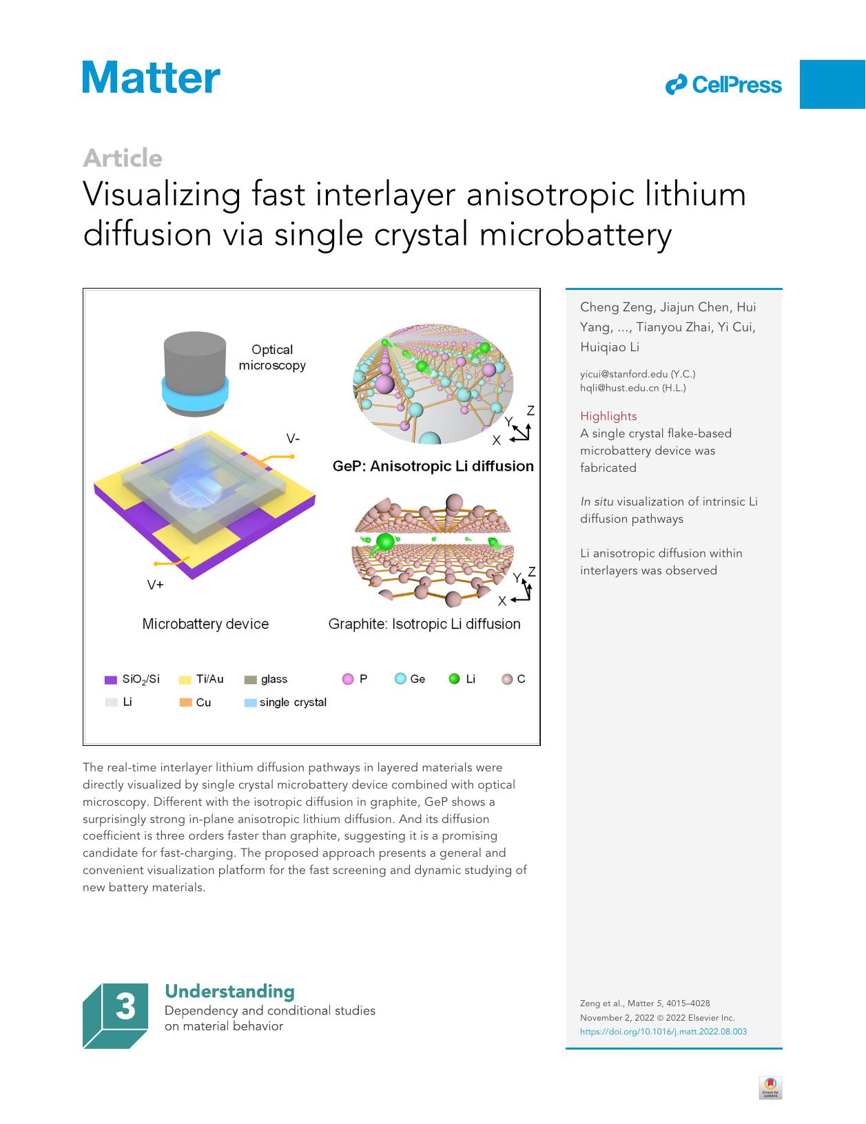 Visualizing fast interlayer anisotropic lithium diffusion via single crystal microbattery by unknow