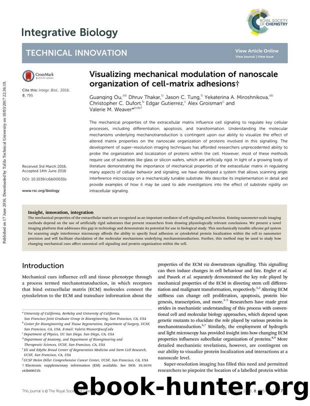 Visualizing mechanical modulation of nanoscale organization of cell-matrix adhesions by unknow
