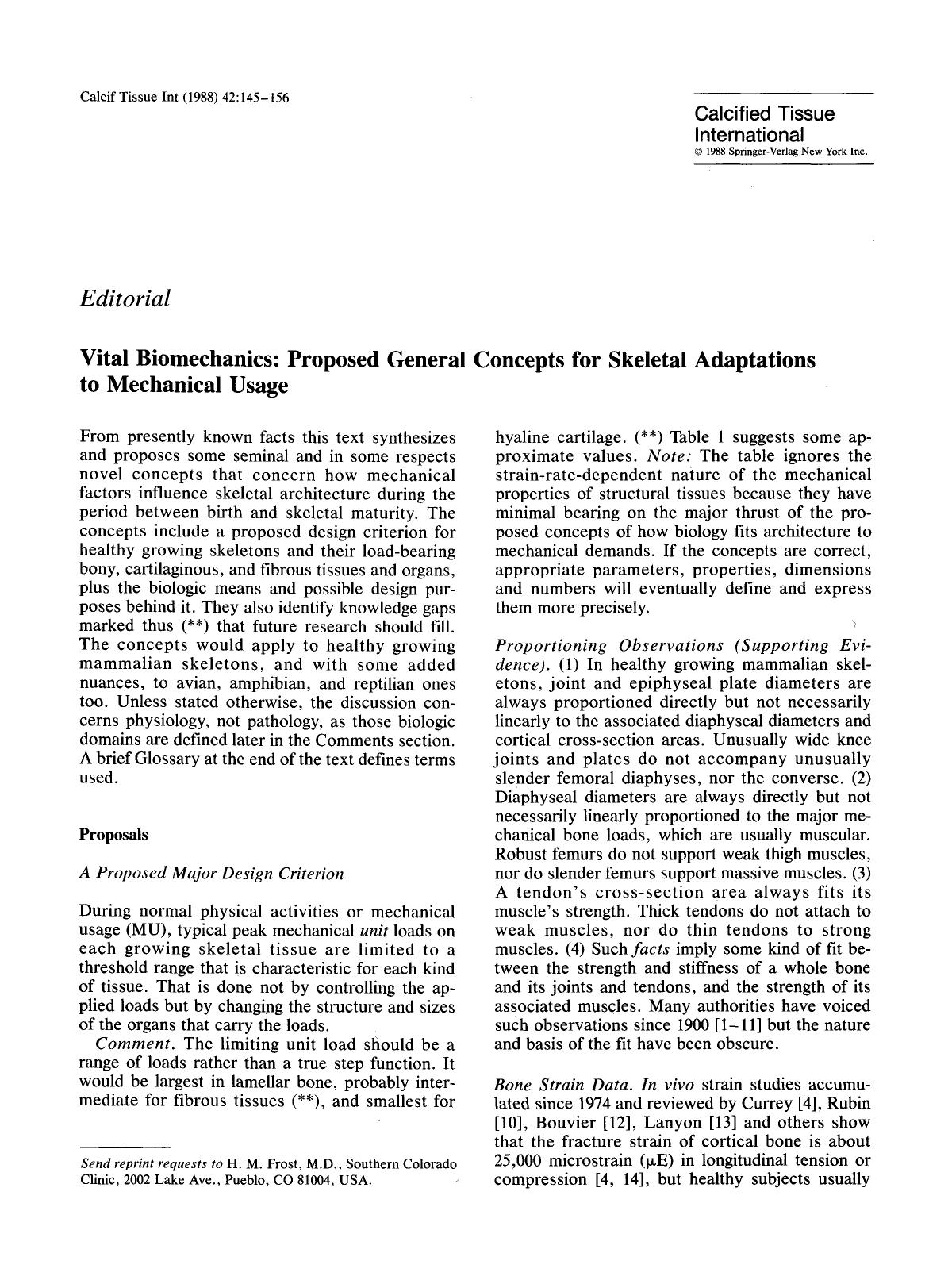 Vital biomechanics: Proposed general concepts for skeletal adaptations to mechanical usage by Unknown