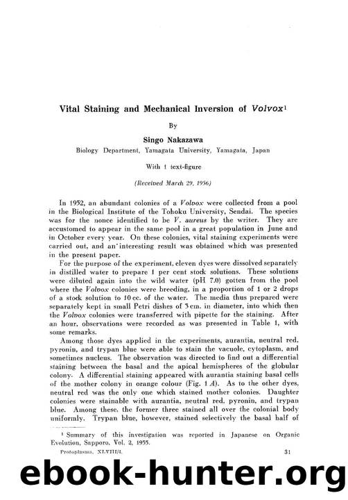 Vital staining and mechanical inversion of <Emphasis Type="Italic">Volvox <Emphasis> by Unknown